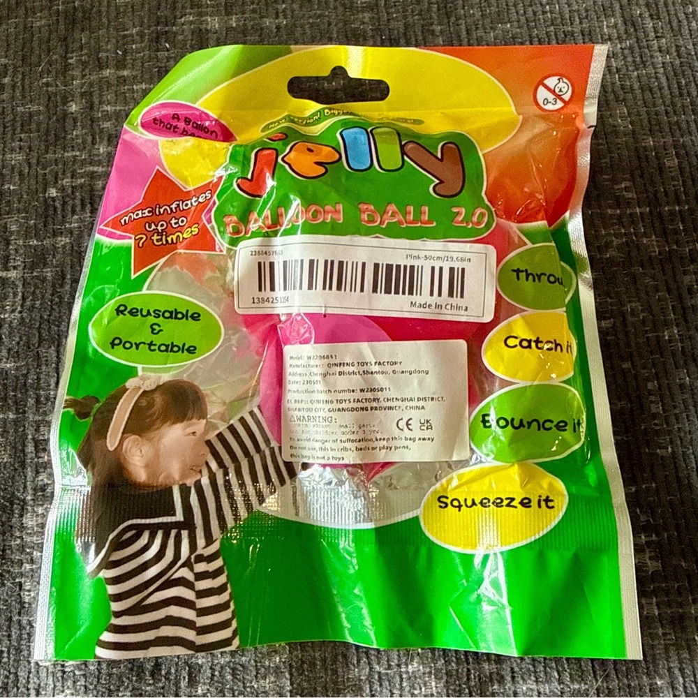 Jelly Balloon Ball 2.0 Kids 50cm Pink New Reusable Inflatable Sensory Toy